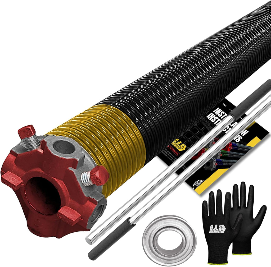 Garage Door Torsion Spring 250x2x32 Torsion Springs for Garage Door Repair Right Hand Wound Replacement for Left Side of Garage Door with 1" Steel Bearing, Gloves, Manual and Winding Bars (Red Cone)
