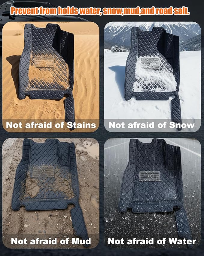 All-Weather car Floor MATS-Suitable for 99% of car Models,Leather car mat, offering Personalized Embroidery and Multiple Color Options,Provide Protection for car Rug (Orange)