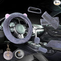 ZYNQACC 9 Pack Cute Bear Fluffy Car Accessories for Women Girls,Kawaii Fuzzy Steering Wheel Cover Universal 15 inch Plush Cute Ears