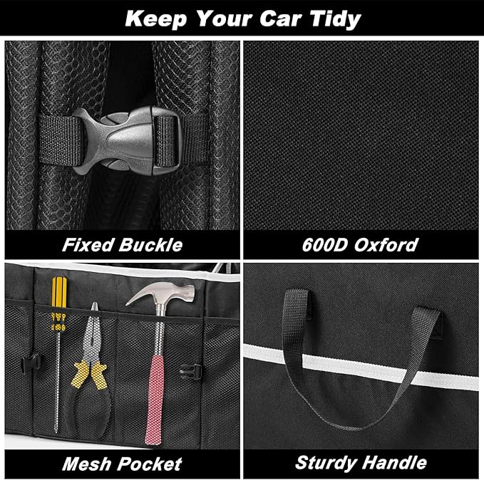 Car Trunk Organizer with Individual Cooler Bag - 2 Compartment Collapsible Car Storage for SUV (Black)
