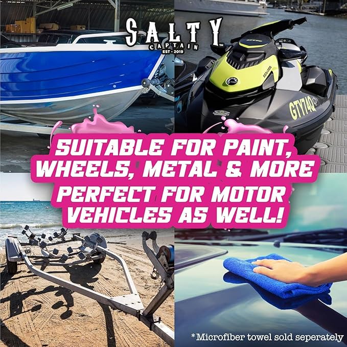 Salty Captain Spit & Lick Spray Wax Cleaner - (Juicy Watermelon Scent) Hydrophobic Automotive Car & Marine Boat Wax Polish | UV & Salt Protectant Marine Wax Sprayer for the Best Showroom Finish