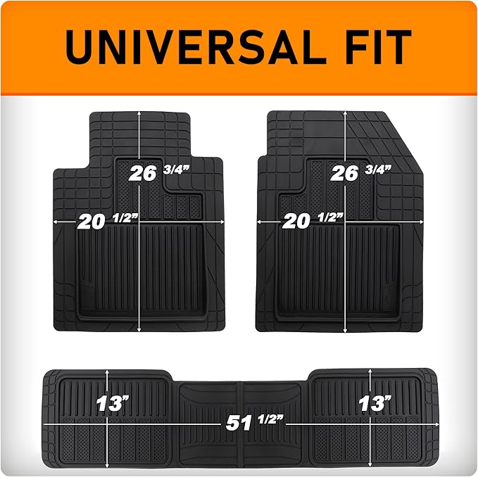 Armor All 5-Piece Weather Defender Floor Mats, Trim-to-Fit for Cars, Trucks, SUVs — Black