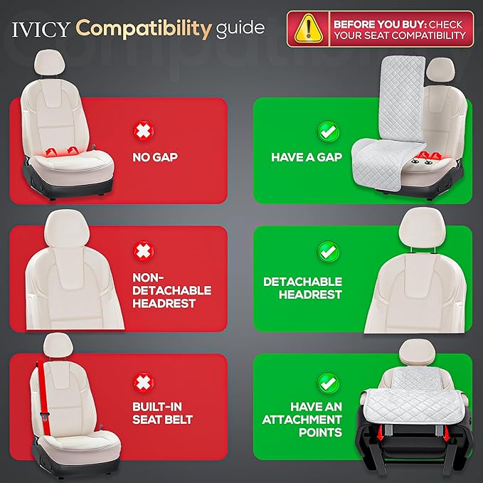 IVICY Faux Suede Front Car Seat Cover – Durable, Non-Slip Seat Protector for Cars – 1 Unit, Black