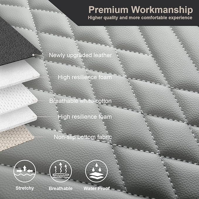 GIANT PANDA 1pack Front Car Seat Cover Bottom Seat Cover, PU Leather Driver Car Seat Protector Fits 95% of Vehicles, Wrapping Around The Bottom (Grey)