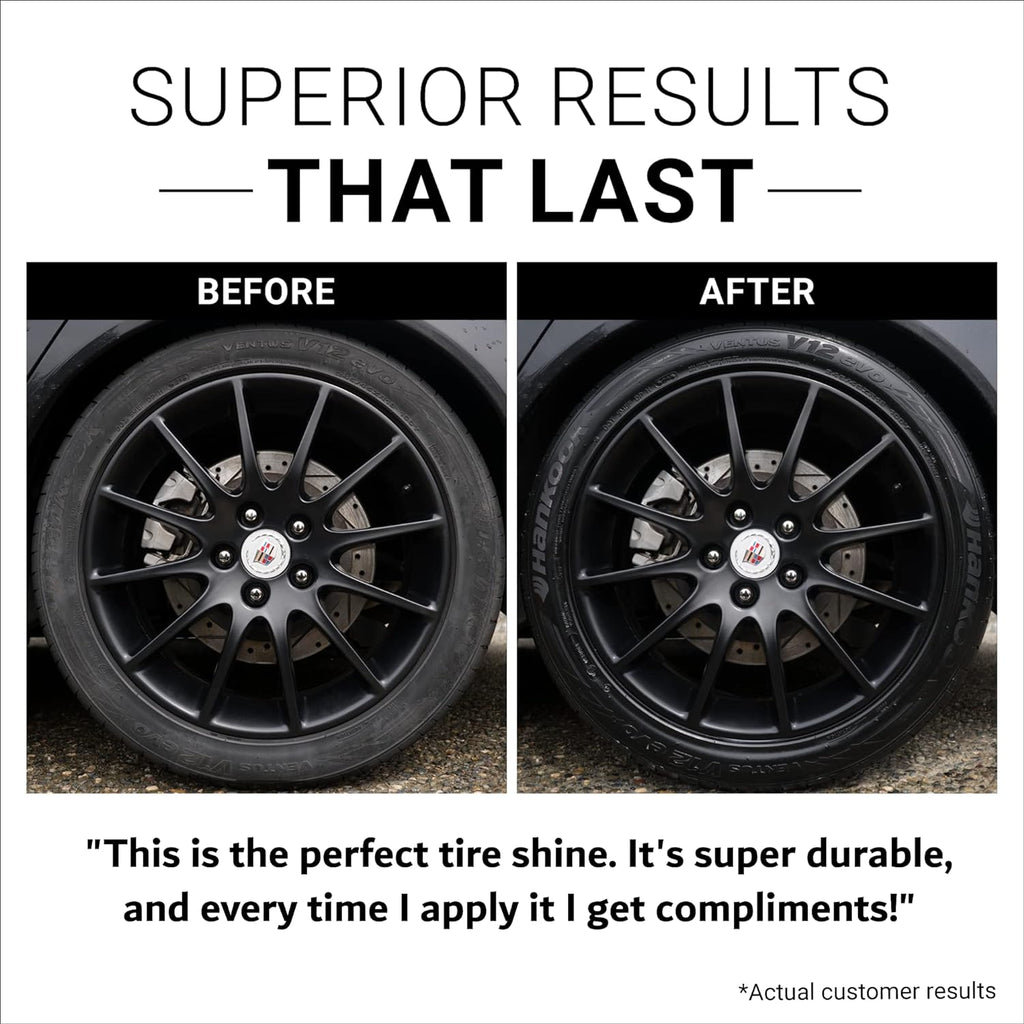 CAR GUYS Tire Shine Spray | The Perfect Shine | Durable and User Friendly Tire Dressing | Long Lasting UV Protection for Black Tires, Wheels, & Rubber | 18 Oz Kit with Applicator Pad