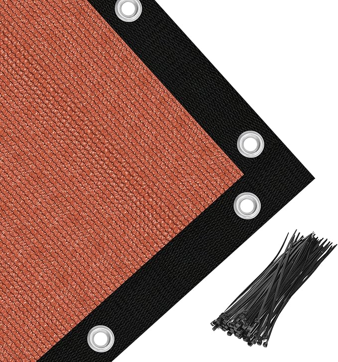 Amagenix 90% Pergola Shade Cover 8' X 20' Sun Shade Cloth with Grommets for Outdoor Garden Patio Porch, Commercial Grade 200 GSM - Cable Zip Ties Included (We Customized) GN108, Rust Red