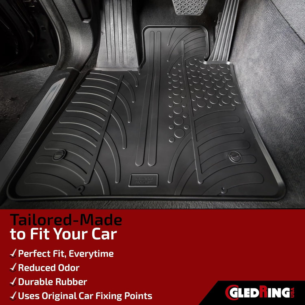 Gledring USA Custom Fit Rubber Mats Combo Pack Intended for Land Rover Range Rover Velar 2017-2022, No Trimming Required, Tailored Custom Fit, All-Weather, Protects from Rain, Mud, & Snow