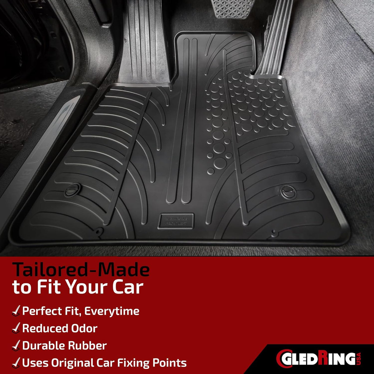 GledringUSA Custom Fit All-Weather Rubber Floor Mats for Land Rover Discovery L462 2018-2022 - No Trimming Needed.