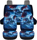 KEIAHUAN 4pcs Car Seat Covers Full Set Blue Dragon American Flag Auto Seat Cover Universal Front and Rear Seat Covers Light Breathable Automotive Interior Accessories for SUV,Sedan,Truck