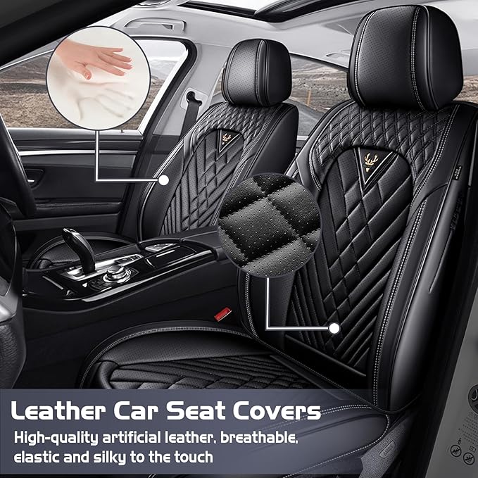 Truck Seat Covers for Ram 2500 2009-2026, Waterproof Premium Leather Full Coverage Car Seat Covers, Muscle Sport Style Auto Interior Seat Cover Sets (Full Set/Black)