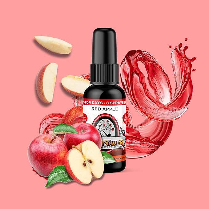 BluntPower Red Apple Concentrated Air Freshener for Room and Car - Oil-Based Diffuser Spray Bottle - Long-Lasting Bathroom, Car Freshener & Odor Eliminator (1 Pack)