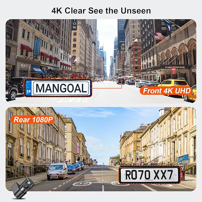 Mangoal Front 4K & Rear 1080p Dash Cam Custom fit for Ford Expedtion/Expedtion MAX 2018-2026, XLT Limited Timberline King Ranch Platinum, Integrated OEM Look, UHD 2160P Video, App & WiFi, 128GB Card