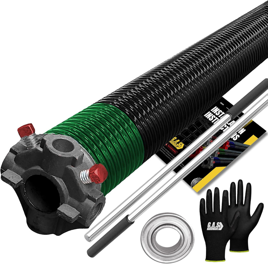 Garage Door Torsion Spring 243x1.75x35 Includes 1” Steel Bearing, Gloves, Manual, and Winding Bars for Right Side of Garage Door Precision E-Coating 5-Year Warranty Min. 30,000 Cycles (Black Cone)