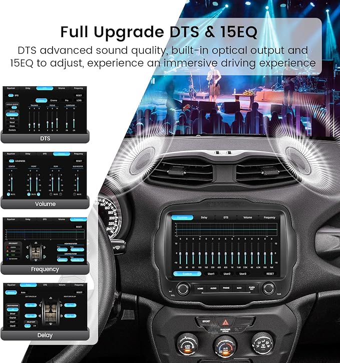 9'' QLED Screen Car Radio for Jeep Renegade 2015-2022, GPS Navigation, with Wireless Carplay & Android Auto, 8+256GB Stereo, DTS Sound, Built in Gyroscope, Physical Knob