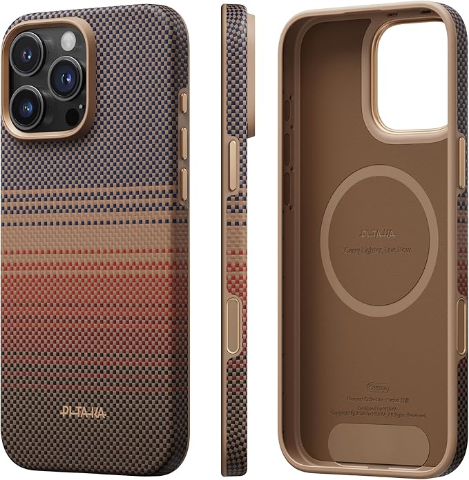 pitaka for iPhone 16 Pro Max Case Compatible with MagSafe, Shockproof Case iPhone 16 Pro Max, 1500D Aramid Fiber and TPU Combined [Military Grade Protective Case-Sunset] | Shockproof Case, 1500D Aramid Fiber, TPU Combined