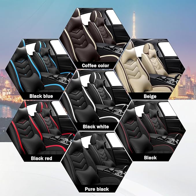 CTDS Car Seat Covers for Hyundai Kona 2018-2026, Stylish Sport Seat Cover, Premium Nappa Leather Car Seat Cover. Automobile Seat Covers Sets.(Luxury 2 Seats/Coffee Color)