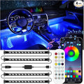 LivTee Smart Car Interior Lights, RGB LED Accent Lights with App Control, DIY Mode, Music Mode, 2-Line Design, Car Accessories for Women