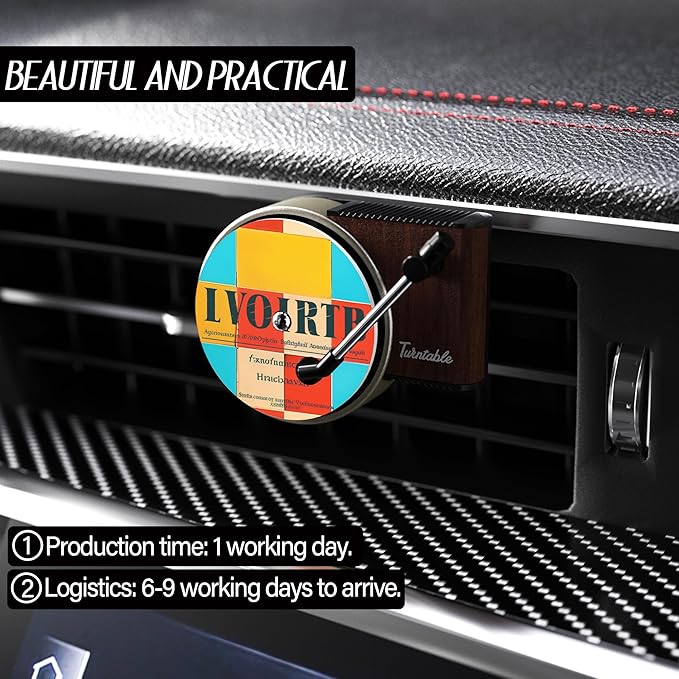 Maicican 12PCS Customizable Car Air Freshener Vent Clip, Pop Singer Album Cover Record Player Shape, Music Lover Gifts. (customization)