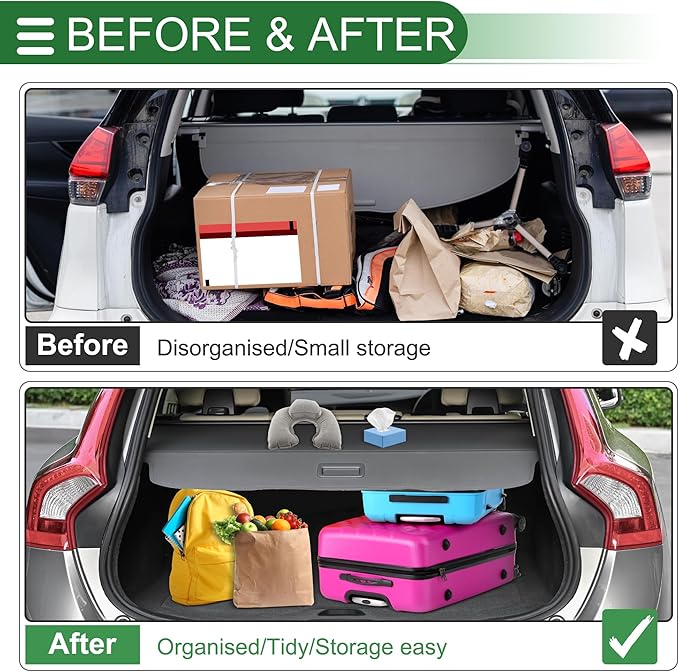 Motoforti Car Trunk Retractable Cargo Cover for Jeep Compass 2017-2024 Aluminum Alloy Canvas Black Carbon Fiber