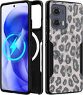 for Moto Edge 2024 Case - Compatible with MagSafe Women Girls Cute Magnetic Protective Phone Cover Cool Fun Unique Leopard Heavy Duty Shockproof Design for Motorola Moto Edge 2024 Cases