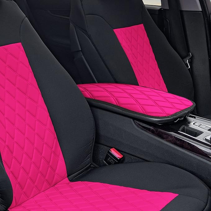 FH Group Neosupreme Pink Diamond Pattern Center Console Pad – Water-Resistant Armrest Cover Protector for Cars, SUVs & Trucks