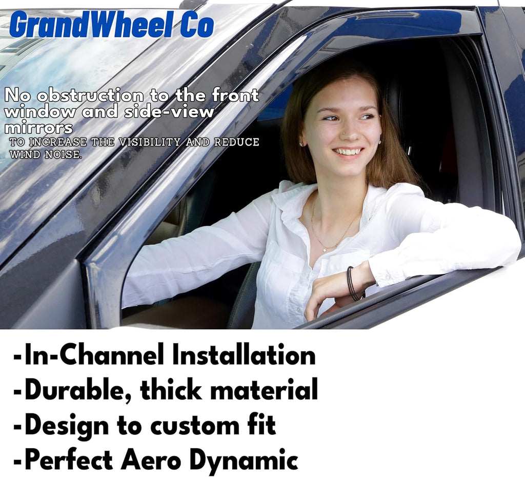 Window Deflectors Smoke Tinted In-Channel Side Window Vent Visor Deflectors Rain Guards Compatible with Cherokee 2014-2023 4pcs. -GW0098