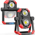 Adelante 2Pack Rechargeable LED Work Light with Magnetic Bases, 2500LM 6500K 12 Hours Long Lasting, Mobile Charger, 360°Rotating Stand Waterproof USB Portable Flood Light for Mechanics, Repairing