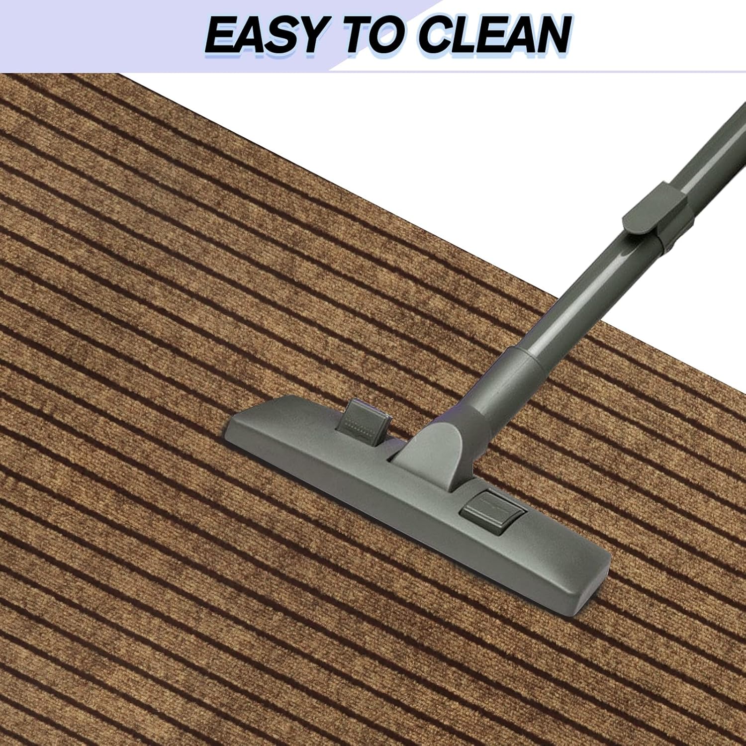 Custom Size Backed Non-Slip Area Rugs Runner, Easy Clean, Waterproof Runner Rugs for Hallway Entryway, Kitchen, Laundry, 3FT x 76FT, Brown Stripe