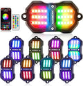 Auxbeam 8 Pods RGB LED Rock Lights with Brake Mode Wheel Well Lights w/Bluetooth APP+Remote Control Music Voice Sync Waterproof Dynamic Color Changing Underglow Kit for Trucks ATV Car 1 Year Warranty