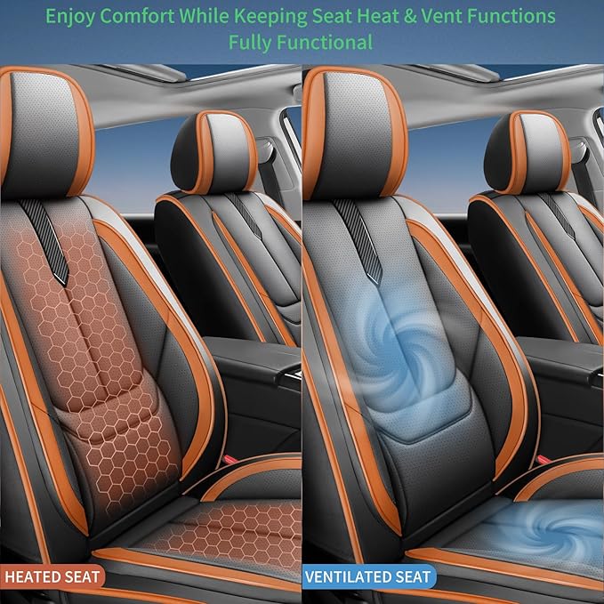 Fit Impreza Car Seat Covers for Subaru Impreza 2004-2024 2025 2026 -Upgraded Premium Waterproof & Breathable Leather,Airbag Compatible,All-Weather Seat Cushion Protector,Full Set,Black-Brown