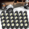 24 Pods White Rock Lights, 6000K Pure White Super Bright Wide Angle IP68 Waterproof LED Rock Lights for Trucks Pickup SUV UTV ATV Motorcycle Car Boats Underglow Lighting