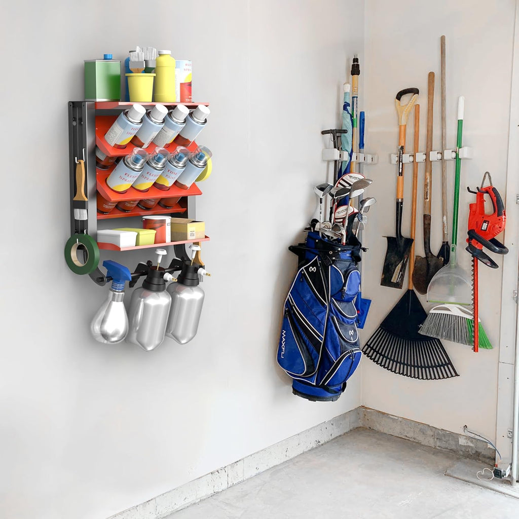 Ultrawall Spray Can Holder Rack, Heavy Duty Steel Wall Mounted Spray Bottle Holder, Garage Tool Utility Storage Rack, Holds 100 lbs