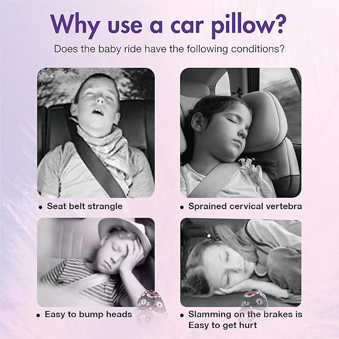 Car Pillow for Kids, Car Neck Head Support Cushion Set,Travel car seat Safety Pillow,h Shape car Sleeping Pillow Kids,Pillow case can be Disassembled and Washed (C)