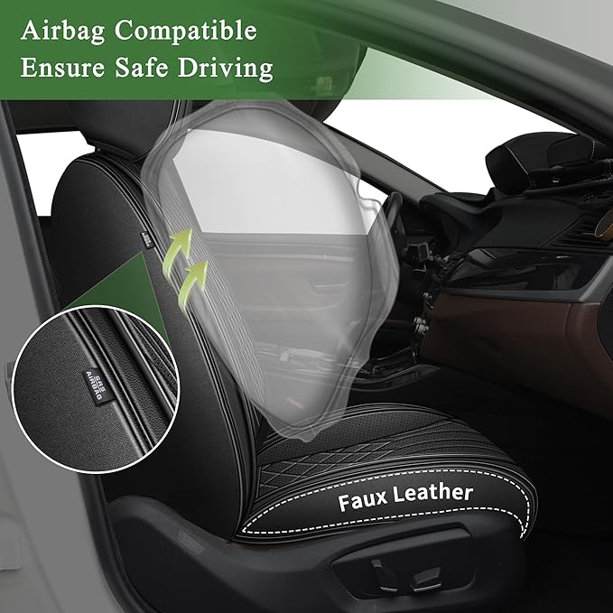 Car Seat Covers for Honda Accord 2003-2017: Breathable Perforated Leather Seat Cover (Full Set, Black)