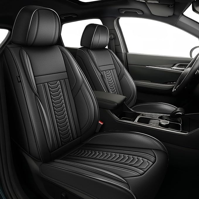 TTX LIGHTING for Toyota Camry 2002-2026 Seat Covers: Waterproof Leather Seat Protector with Airbag Compatible (2 Front Seats,Black)