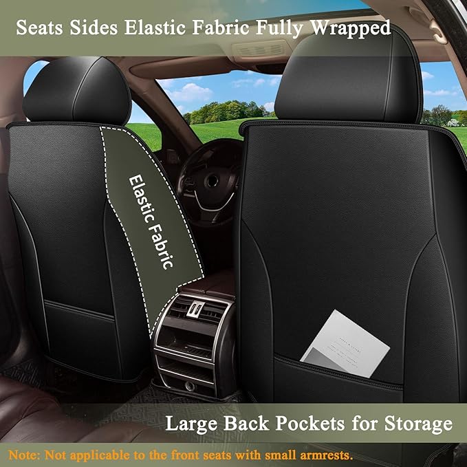 Car Seat Covers Front Pair for Nissan Juke S/SV/SL 2011-2017: Breathable Perforated Leather Seat Cover (Black)