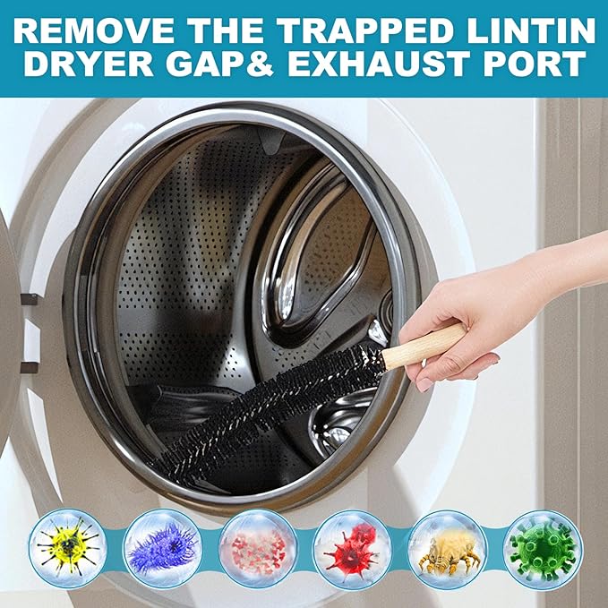 Sealegend 58-Pieces 40-Feet Dryer Vent Cleaner Kit, Dryer Cleaning Tools, Include Omnidirectional Blue Dryer Lint Vacuum Attachment, Dryer Vent Brush, Universal Vacuum & Dryer Adapters