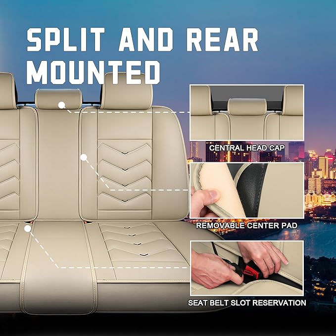 CTDS Car Seat Covers for Ford F-150 2000-2026, Stylish Sport Seat Cover, Premium Nappa Leather Car Seat Cover. Automobile Seat Covers Sets.(Luxury 5 Seats/Beige)
