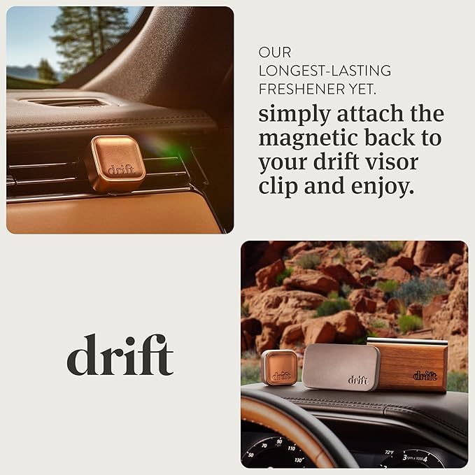 Drift Metal Vent Clip Starter Kit - Car Air Freshener - Scent Diffuser for Car - Metal Odor Eliminator - Open Air