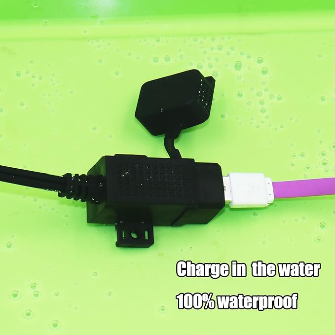 MOTOPOWER MP0609C 3.1Amp Waterproof Motorcycle Dual USB Charger Kit SAE to USB Adapter Cable Phone Tablet GPS Charger