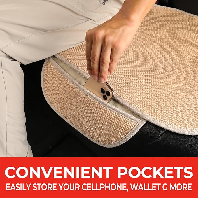 All Season Rear Bench Car Seat Covers Khaki - Breathable Car Seat Protectors with Anti Slip Bottom - Durable Auto Seat Cushions Universal Fit for Vehicles Cars SUV Trucks Size M