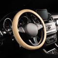 Lord Autofashion Steering Wheel Cover – PU Leather, Non-Slip Rubber Inner, All-Season Comfort – 14.5–15 Inch (Beige 9366)