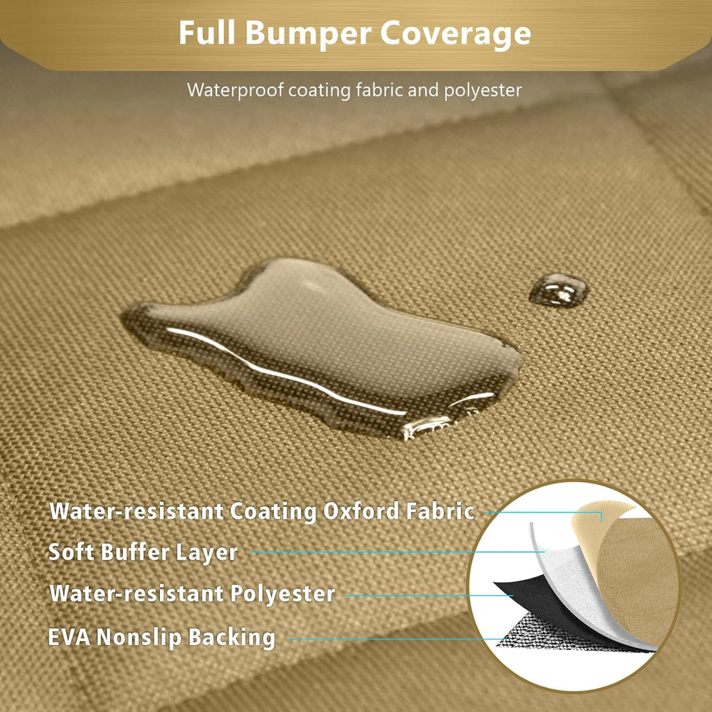 F-color SUV Cargo Liner for Dogs - Waterproof Pet Cargo Liner with Side Flaps, Comfort Dog Cargo Cover with Bumper Flap, Scrachproof Non-Slip Large Size Universal Fit SUVs Sedans Trunks Vans, Khaki