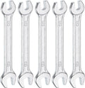 HARFINGTON 5pcs Double Open End Wrench 6mm x 8mm Metric 15 Degree Offset Angle Small Flat Head Wrench Galvanizing Open Ended Spanner for Automotive Repair Furniture Assembly