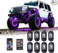 RGB LED Rock Lights Kit with APP/RF Remote Control Music Mode, Enhanced Underglow Lights Multi Zone Neon Underbody Light Multi Color 12V Waterproof for Trucks Jeep UTV ATV Golf Cart Offroad (8, p)