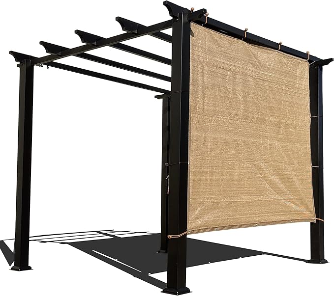 Sun Shade Privacy Panel with Grommets on 4 Sides for Patio, Awning, Window Cover, Pergola or Gazebo(Walnut, 10' x 5‘