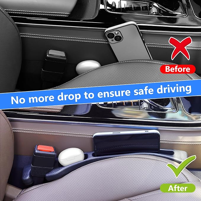 【Compatible with Hyundai Elantra】 Seat Gap Filler,No Drop Seat Guard Compatible with Hyundai Elantra,Drop Seat Guards for Cars(2Pcs),Emergency Keychain Car Escape Tool(2Pcs)