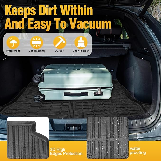 Trunk Liner Cargo Liners for Ford Edge 2015-2025 Rear Trunk Floor Mats 3D Boot Tray All-Weather TPE Black