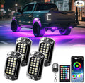 4 Pods Full Angle RGBW LED Rock Lights for ATV UTV RZR SXS Truck Jeeps Offroad,Waterproof Multicolor Neon Underglow Kit with APP/RF Remote, 12V Pure White Underbody Lights