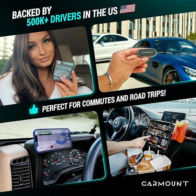 CARMOUNT F1 Dashboard Car Mount | Magnetic Phone Holder for Car, Ultra Strong 8X N52 Magnets, 360° Rotation, Universal Dash Mount for All Cell Phones | Magnet Phone Holder for Car (1 Pack)